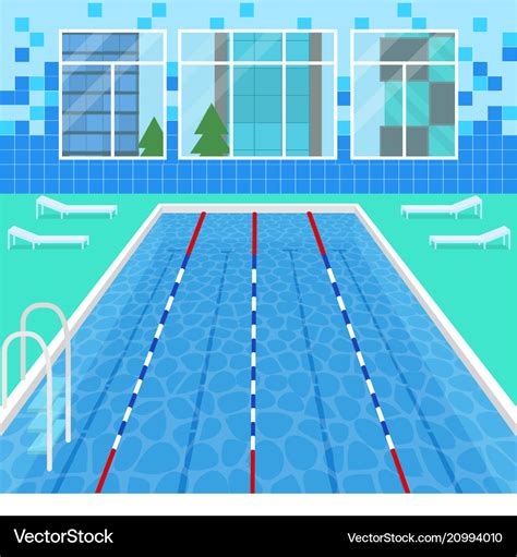 Cartoon swimming pool interior card poster Vector Image