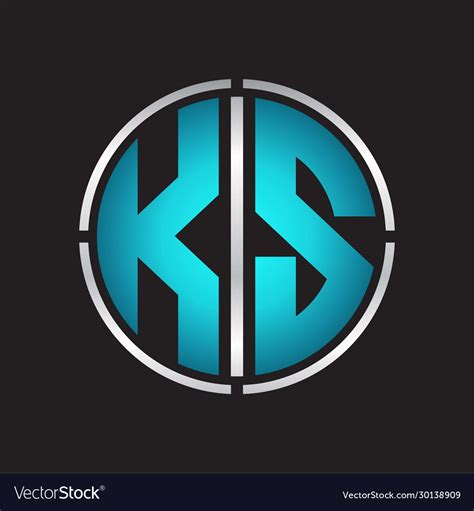 Ks logo initial with circle line cut design Vector Image