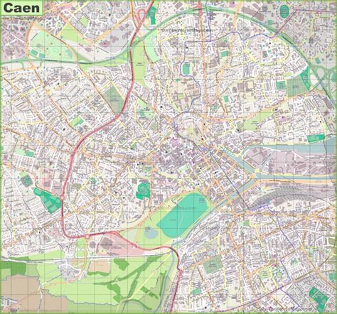 Large detailed map of Caen - Ontheworldmap.com