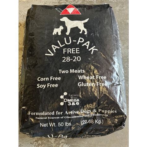 Valu-Pak Free Black Bag, 28-20 Dry Dog Food for Dogs and Puppies, 50 ...