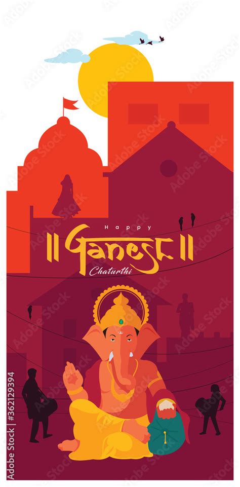 Happy Ganesh Chaturthi, Illustration of Lord Ganesha, Ganesh Chaturthi ...