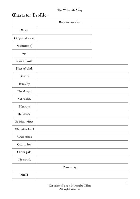 printable character profile template pdf