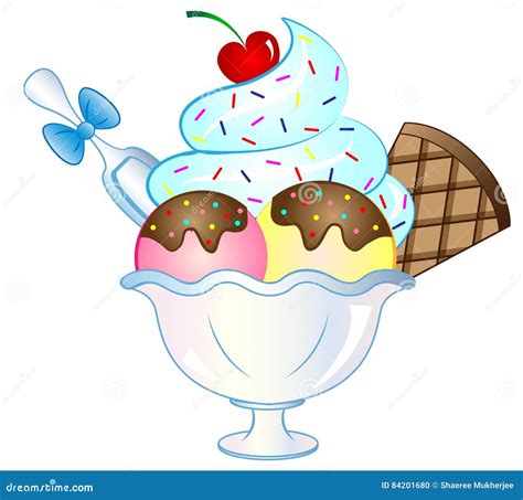 Cartoon Vector Ice Cream Sundae Stock Vector - Illustration of clipart ...