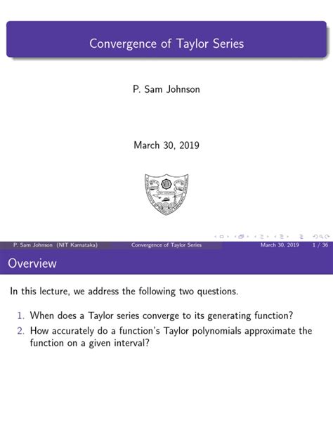 Convergence of Taylor Series | PDF | Derivative | Trigonometric Functions