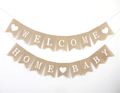 Welcome Home Baby Banner, Burlap Baby Banner, Baby Shower Decorations ...