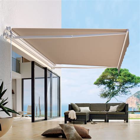 AECOJOY 13'×8' Manual Retractable Awning Sun Shade Patio Awning Cover ...