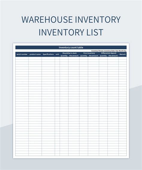 Warehouse Inventory Management Excel Template Free Download - Printable ...