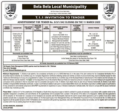 Construction of Paved Roads and Stormwater in Bela-Bela Township ...