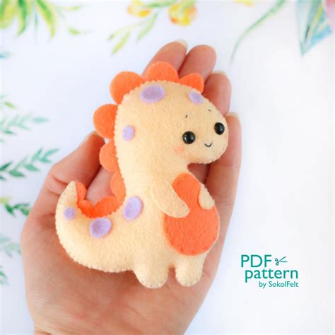 Felt T-rex Dinosaur Toy Sewing Pdf Pattern, Cute Dinosaur Toy Sewing ...