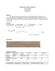 Williamson Ether Synthesis Lab Report.docx - Williamson Ether Synthesis ...