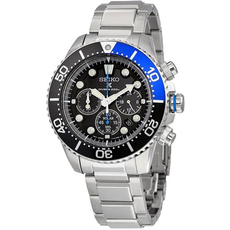 Seiko - Seiko Men's Solar Diver Chronograph Stainless Watch - Silver ...