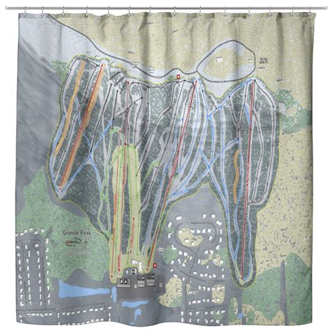 Granite Peak Ski Trail Map Shower Curtain | Powderaddicts