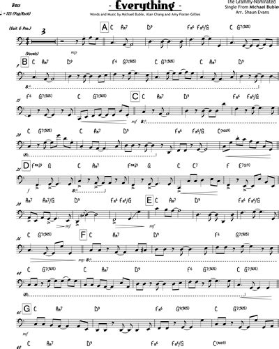 Everything (Big Band) (C Major) Bass Guitar Sheet Music by Michael ...