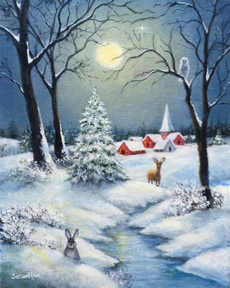 Christmas Winter Snow Scene Christmas Print Christmas Art | Etsy