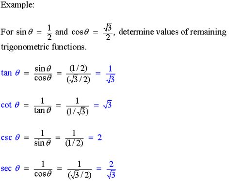 Trig Reciprocal Identities