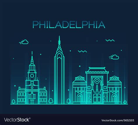 Philadelphia skyline trendy linear style Vector Image