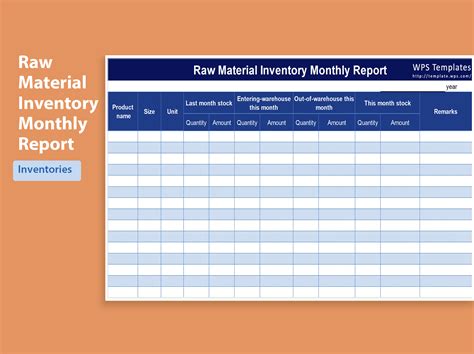 EXCEL of Raw Material Inventory Monthly Report.xlsx | WPS Free Templates