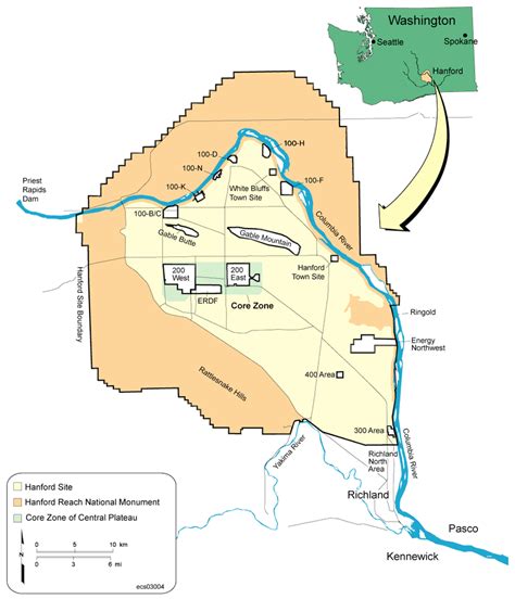 An overview map of the Hanford Site. The site is located in the ...