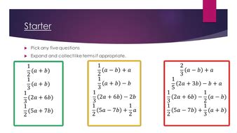 Starter - Expanding brackets with fractions | Teaching Resources