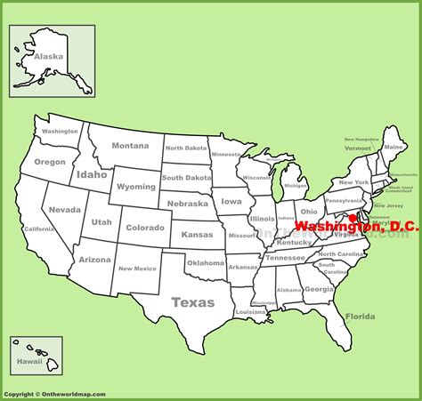 Washington, D.C. location on the U.S. Map