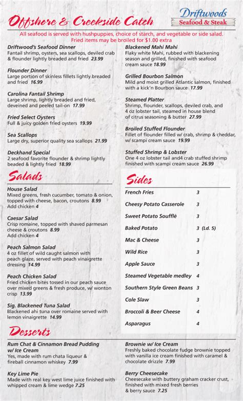 Menu – Driftwoods Seafood & Steak