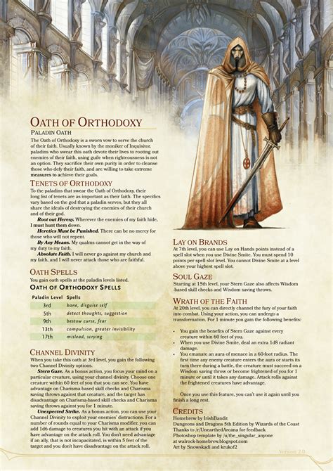 DnD 5e Homebrew — Oath of Orthodoxy Paladin by IrishBandit