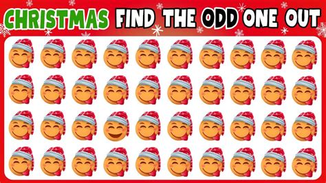 Find the Odd Emoji Out Christmas | Odd One Out Puzzle | Find the Odd ...