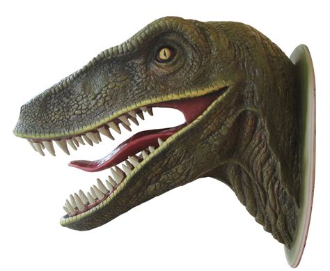 Dinosaur Velociraptor Head Mouth Open Prehistoric Prop Resin Statue ...