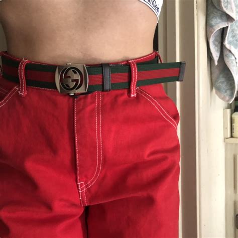 Gucci Women's Green and Red Belt | Depop