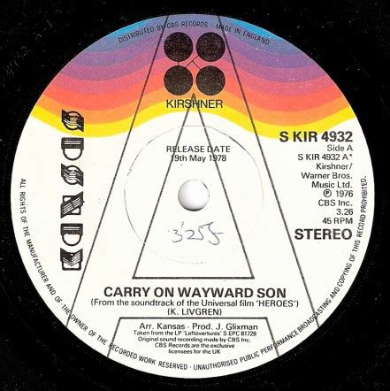 Kansas - Carry On Wayward Son (1978, Vinyl) | Discogs