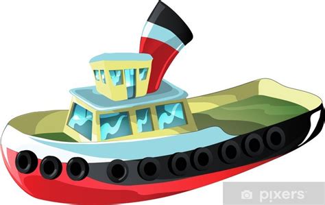 Wall Mural Cartoon Tug Boat - PIXERS.UK