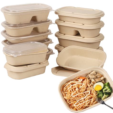 Buy 50 Pack Biodegradable Food Containers, Compostable Disposable Food ...