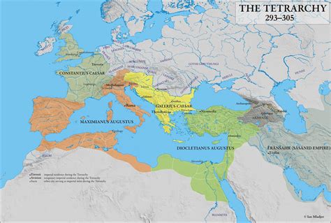 Map of Diocletian's Tetrarchy, 293 - 305 AD : r/ancientrome