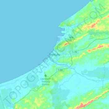 Bintulu topographic map, elevation, terrain