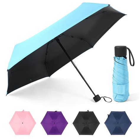 Anself - 6 Ribs UV Protection Mini Travel Umbrella Lightweight Folding ...