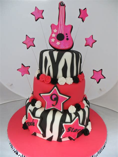 "Rock Star" birthday cake for a spunky 9 year old girl. | Birthday cake ...