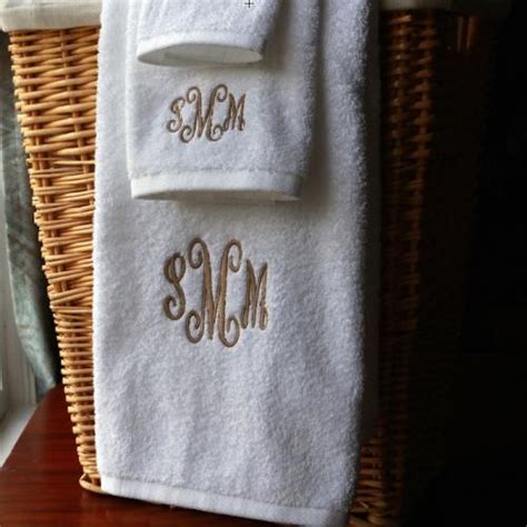 Monogrammed White Bath Towel Sets