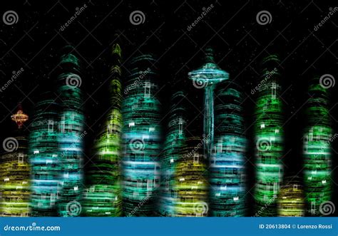 Futuristic City Nocturne Skyline Stock Images - Image: 20613804