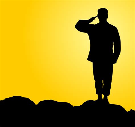 Free Saluting Soldier Silhouette Free Vector, Download Free Saluting ...