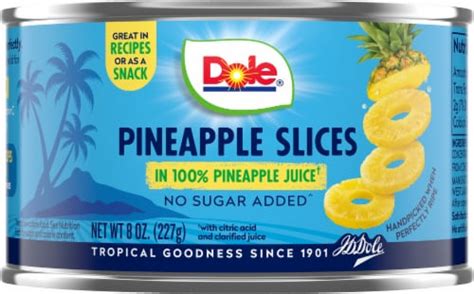 Dole® Canned Pineapple Slices Fruit In 100% Pineapple Juice, 8 oz - Kroger