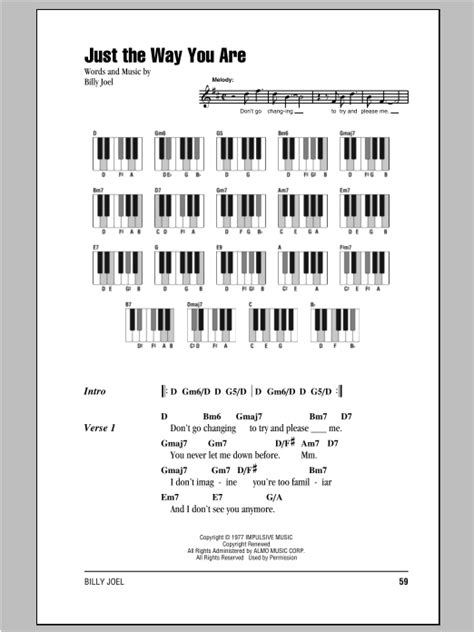 Just The Way You Are sheet music by Billy Joel (Lyrics & Piano Chords ...