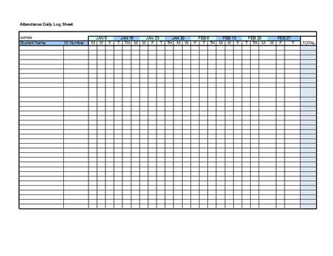 Printable Class Attendance Template - laraduraincantata