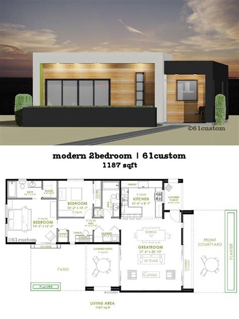 Modern 2 Bedroom House Plan | 61custom | Contemporary & Modern House ...