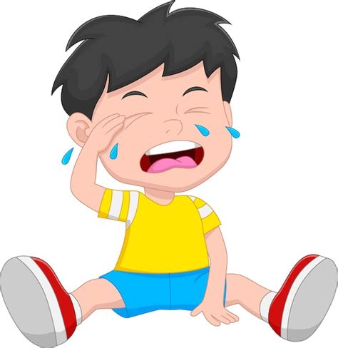 Premium Vector | Cartoon little boy crying on white background