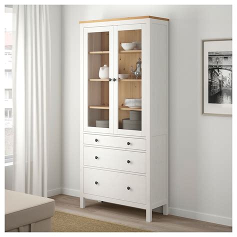 HEMNES витрина с 3 чекмеджета - IKEA | Muebles blanco y madera ...