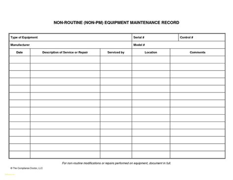 Equipment Maintenance Spreadsheet — db-excel.com