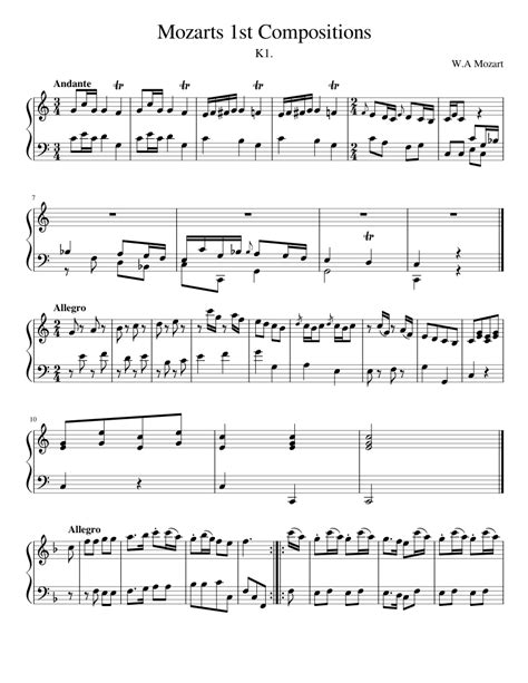 Mozart's First Compositions Sheet music for Harpsichord (Solo ...