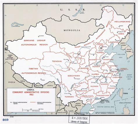 Large detailed China Communist Administrative Divisions map - 1963 ...