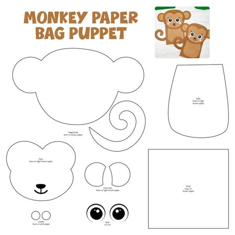 Printable Paper Bag Puppet Template | Paper bag puppets, Paper puppets ...