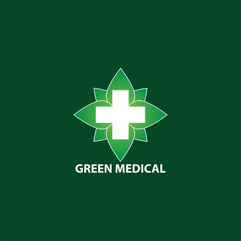 GREEN medical logo with leaf illustration 10383845 Vector Art at Vecteezy